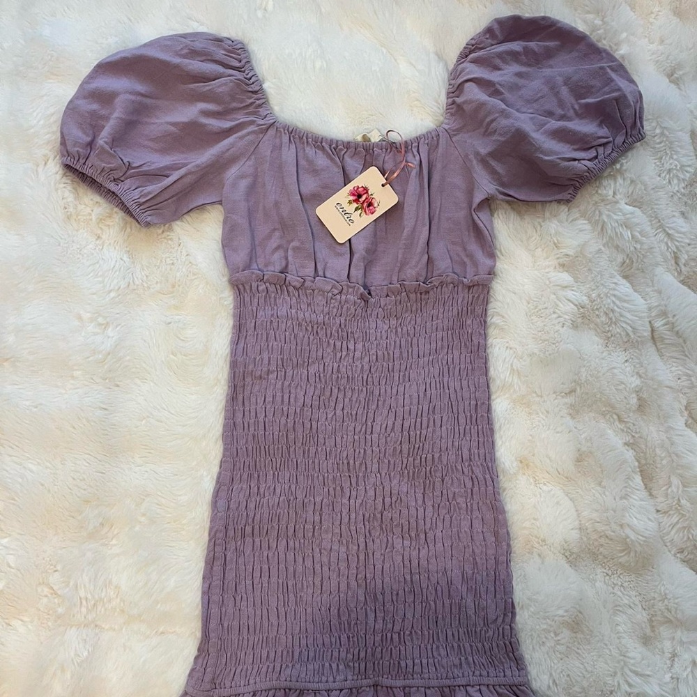 Entro Lilac Gathered Dress